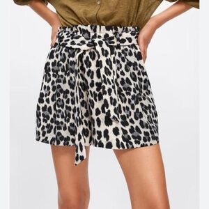 Zara Black & Cream leopard shorts